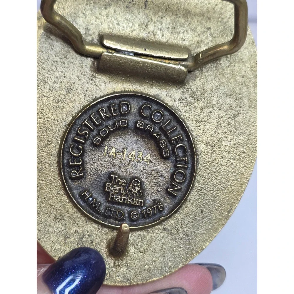 Vintage 1978 Oregon State Buck Deer Solid‎ Brass Belt Buckle Bergamot Franklin